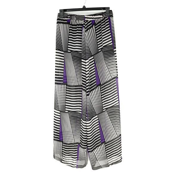 Bisou Bisou Pants Womens Medium Sheer Wide Leg Palazzo Lining Michele Bohbot - Picture 2 of 12